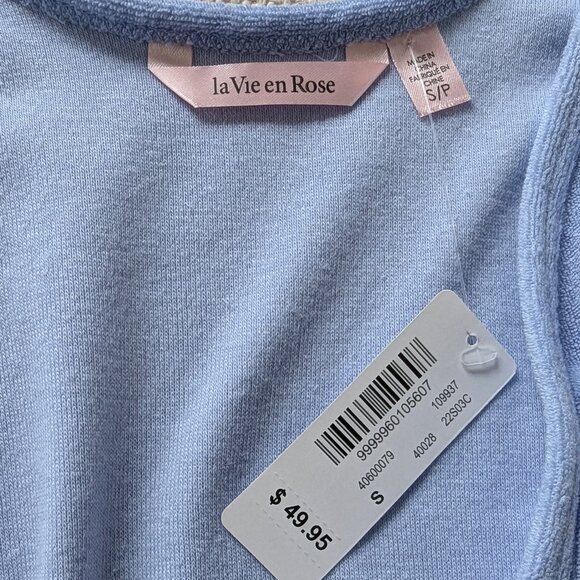 NWT La Vie En Rose Blue Lightweight Sleeveless Wrap-up Towel Bath Robe, Size S - Picture 5 of 10